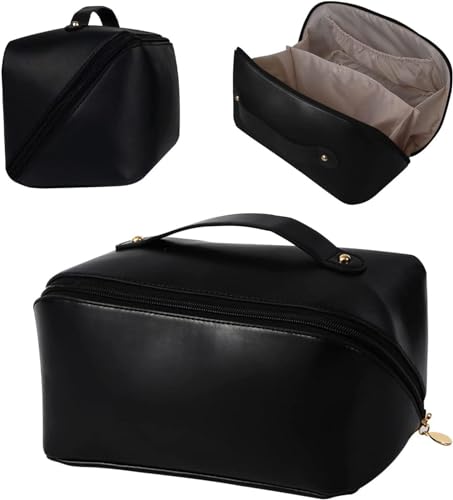 wasserdichte Reise-Kosmetiktasche mit Reißverschluss für Damen, Große Kapazität, Tragbare Make-up-Organizer-Tasche, PU-Leder, Aufbewahrung, Reise-Kulturbeutel, Hautpflegetasche,C von LoKori