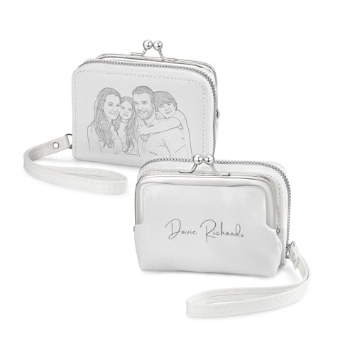 LoLaTide Personalisiert Kurzer Geldbörse mit Foto und Name Damen Portemonnaie mit Reißverschluss und viele Fächer klein und im Kurzformat Brieftasche (weiß) von LoLaTide