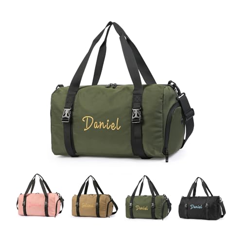 Personalisierte Reisetasche mit Namen Text Personalisierte Fitness Yoga Tasche für Frauen Männer (Grün) von LoLaTide