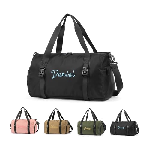 Personalisierte Reisetasche mit Namen Text Personalisierte Fitness Yoga Tasche für Frauen Männer (Schwarz) von LoLaTide