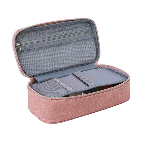 LoNinLoAn Federmäppchen mit großer Kapazität mit 4 Fächern, multifunktionale Stifttasche, Schreibwaren-Organizer, Büro-Make-up-Tasche, tragbare Stifttasche für Büro, Uni, Schule (Rosa), rose, L von LoNinLoAn