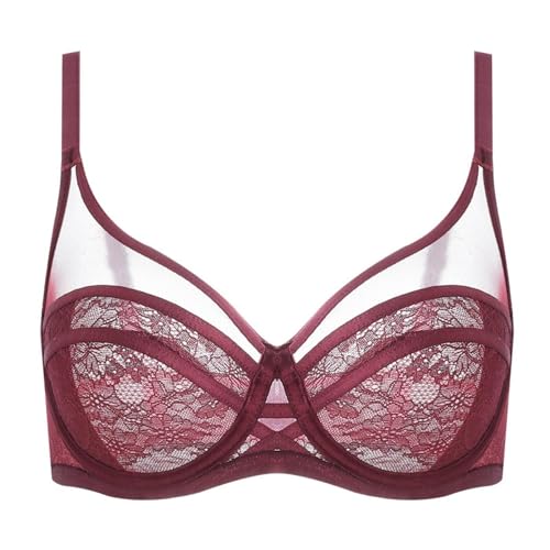 LoRier Frauen sehen durch ungefütterte Spitze & Mesh-BH atmungsaktiv Bügel Plus Größe Minimizer volle Deckung LoRier Frauen sehen durch ungefütterte Spitze & Mesh-BH atmungsaktiv Bügel Plus Größe Minimizer volle Deckung von LoRier