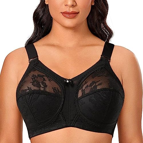 LoriEr Nicht gepolsterter Plus Size Everyday BH Damen Full Coverage Minimizer BH Komfort Spitze Wirefree von LoRier