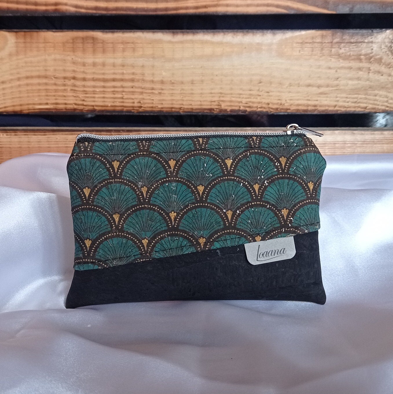 Kork Portemonnaie, Mini-Tasche, Geldbeutel, Schwarz, Grün Kork Portemonnaie, Mini-Tasche, Geldbeutel, Schwarz, Grün von LoaanaShop