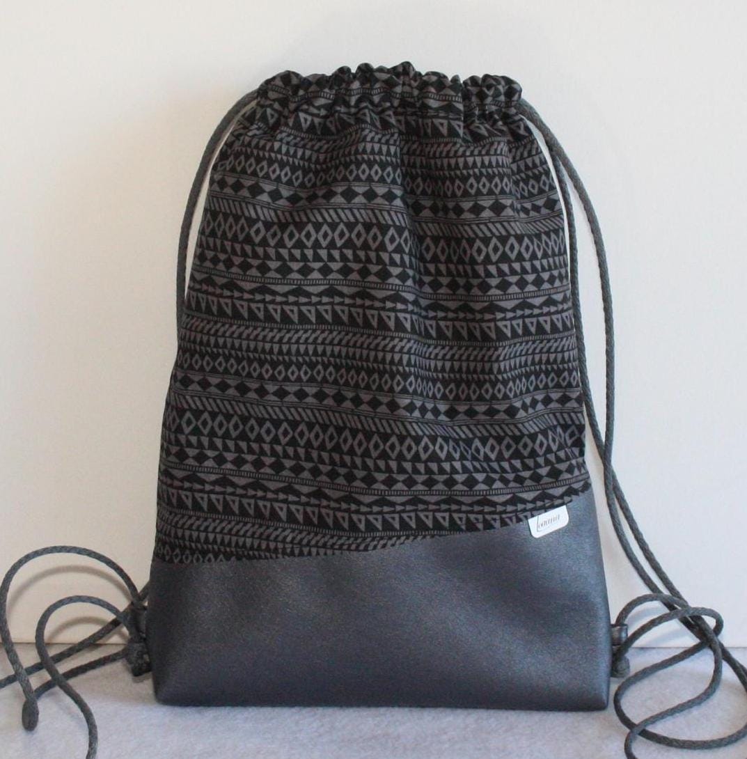 Turnbeutel Schwarz-Grau, Rucksack, Sporttasche von LoaanaShop