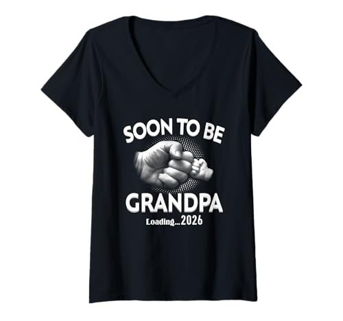 Damen Soon to Be Grandpa 2026 für Herren Wird geladen T-Shirt mit V-Ausschnitt von Loading Soon to be Grandpa 2026