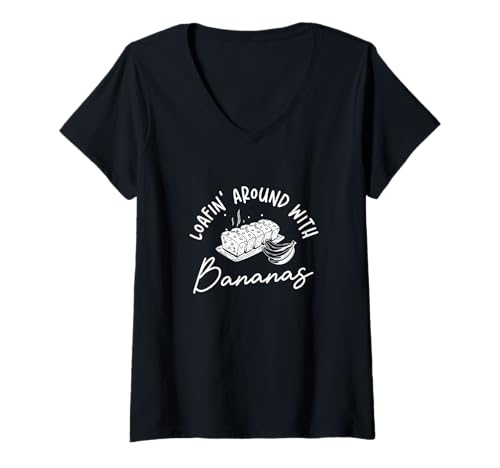 Damen Mit Bananen herumfaulen Lustiges Backen für Liebhaber von Bananenbrot T-Shirt mit V-Ausschnitt Damen Mit Bananen herumfaulen Lustiges Backen für Liebhaber von Bananenbrot T-Shirt mit V-Ausschnitt von Loaf Of Bananarchy