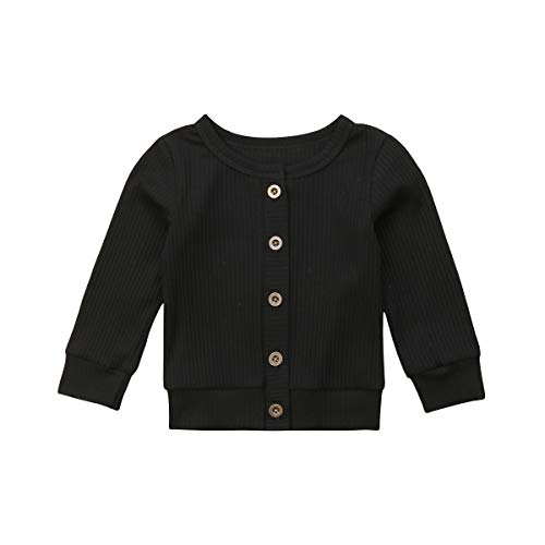 Loalirando Baby Mädchen Strickjacke Frühling Jacke Cardigan mit Knöpfen (0-3 Monate, Schwarz) von Loalirando