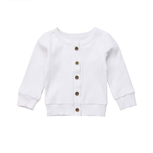 Loalirando Baby Mädchen Strickjacke Frühling Jacke Cardigan mit Knöpfen (3-6 Monate, Weiß) von Loalirando