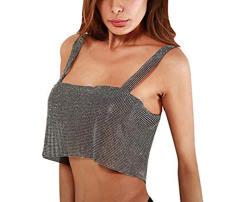 Loalirando Chic Damen Pailletten Glitzer Top Bauchfrei Crop Top (One Size, Schwarz) von Loalirando