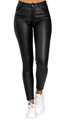 Loalirando Damen Lederhose PU Leder Leggings Höhe Taille Slim Fit Leather Strumpfhose Herbst Winter Lederoptik Treggings Plus Size (Schwarz, 3XL) von Loalirando