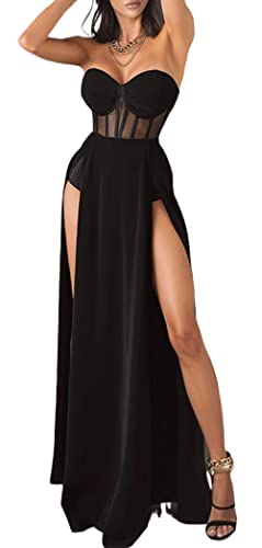 Loalirando Damen Mode Streetwear Transparent Kleid Party Clubwear Unterkleid Bikini Cover up(L,Schwarz) von Loalirando