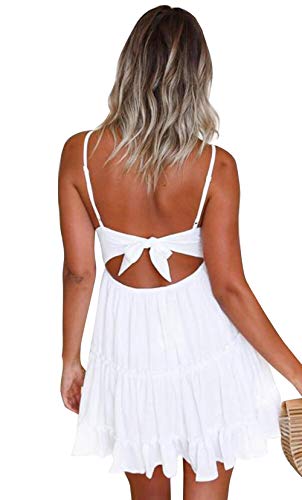 Loalirando Damen Schönes Spizenkleid Etuikleid Rückenfrei Kleid Festlich Hochzeitkleider Kurz Weiß (M, Weiß 4) von Loalirando