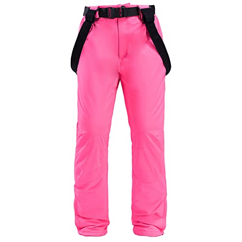 Loalirando Damen Skihose Winter Wasserdicht Softshellhose Warm Gefüttert Outdoorhose Snowboardhose(Rosa,L) von Loalirando