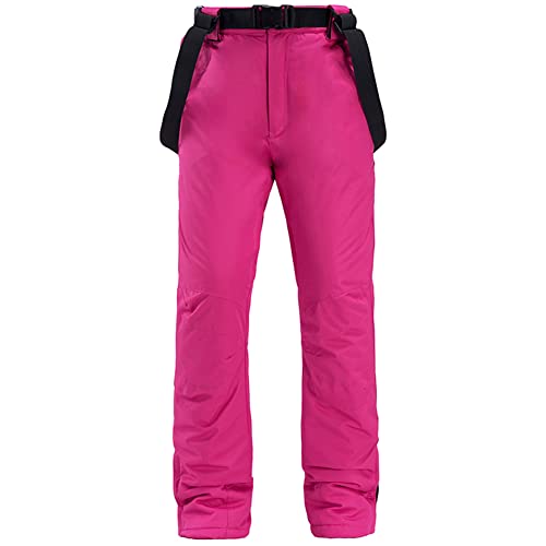 Loalirando Damen Skihose Winter Wasserdicht Softshellhose Warm Gefüttert Outdoorhose Snowboardhose(Rosenrot,S) von Loalirando