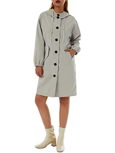 Loalirando Damen Trenchcoat V-Ausschnitt Elegante Langarm Jacke mit Tasche Klassische Herbst Frühling Mantel (Grau, M) von Loalirando