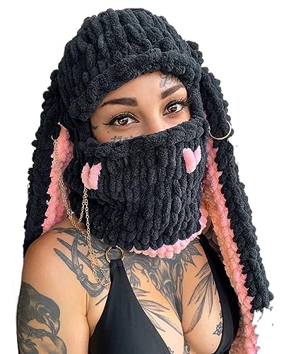 Loalirando Damen Trendy Sturmhaube für Outdoor Weiche Skimaske mit Tierohren Balaclava Wintermütze Kopfhaube Streetwear (Rosa Ohren, Einheitsgröße) von Loalirando