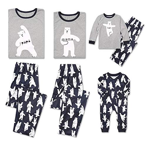 Loalirando Familie Schlafanzug Cartoon Bear Pyjama Weihnachten Baby Kinder Mama Papa Xmas Hausanzug Partnerlook (100/3-4 Jahre, Kids) von Loalirando