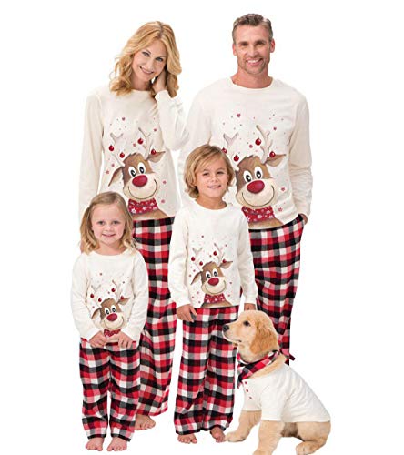 Loalirando Familie Schlafanzug Cartoon Hirsch Pyjama Weihnachten Baby Kinder Mama Papa Xmas Hausanzug Partnerlook (Kid, Kid 3-4Y) von Loalirando