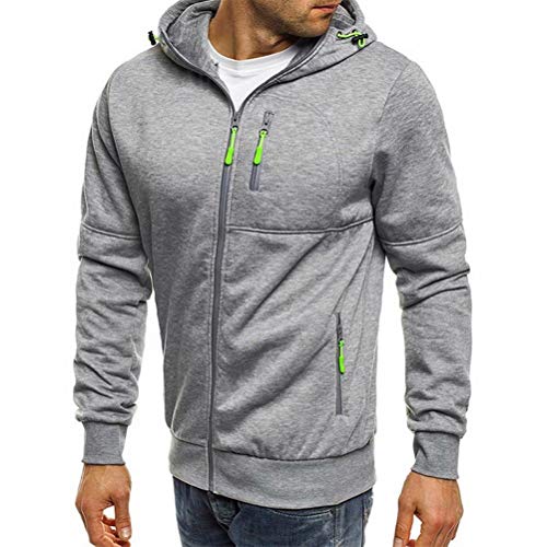 Loalirando Herren Sweatjacke Hoodie Kapuzenjacke mit Reißverschluss Oversized Sweatshirt Kapuzenpullover Sportjacke Outdoorjacke (Hellgrau, 3XL) von Loalirando