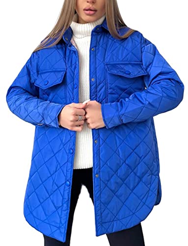 Loalirando Mode Damen Übergangsjacke leichte Jacke Steppjacke mit Gürtel Herbst Winter Teenage Mädchen Streetwear (Blau, XL) von Loalirando