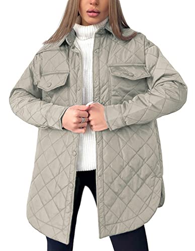 Loalirando Mode Damen Übergangsjacke leichte Jacke Steppjacke mit Gürtel Herbst Winter Teenage Mädchen Streetwear (Grau, S) von Loalirando