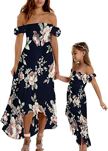 Loalirando Mutter und Tochter, elegante Kleidung für Familie, Sommer, ohne Träger, Prinzessinnen-Kleid für Mädchen/Damen, Trägerloser, Mehrfarbig M von Loalirando