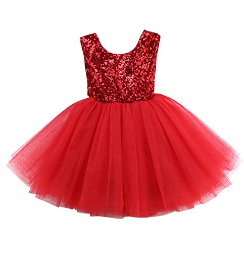 Loalirando Neugeborenen Baby Mädchen Festlich Weihnachten Kleidung Pailetten Samt Party Prinzessin Kleid (4-5 Jahre, Tutu Kleid) von Loalirando