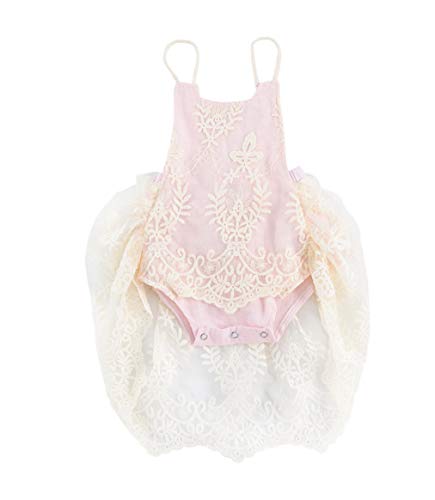 Loalirando Neugeborenes Baby Mädchen Spitzen Strampler Ärmellos Body Einteiler Sommer Prinzessin Body (Hellrosa 2, 12-18 Monate) von Loalirando