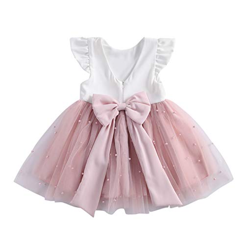 Loalirando Prinzessinnen-Kleid für Mädchen, aus rosa Tüll, elegant, ohne Rückenteil, Tutu für Mädchen, Zeremonie, Hochzeit, Rosa, 6-12 Monate von Loalirando