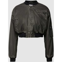 Loavies Cropped Jacke mit Reißverschluss Modell 'BE NUMBER ONE' in Black, Größe XS von Loavies