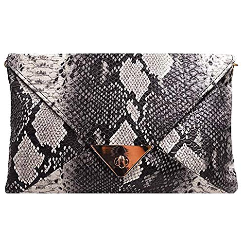 Van Caro Damen Kunstleder Schlange Umschlag Clutch Handtasche Kette Tasche, Schwarzbraun, Einheitsgröße von Lobagve