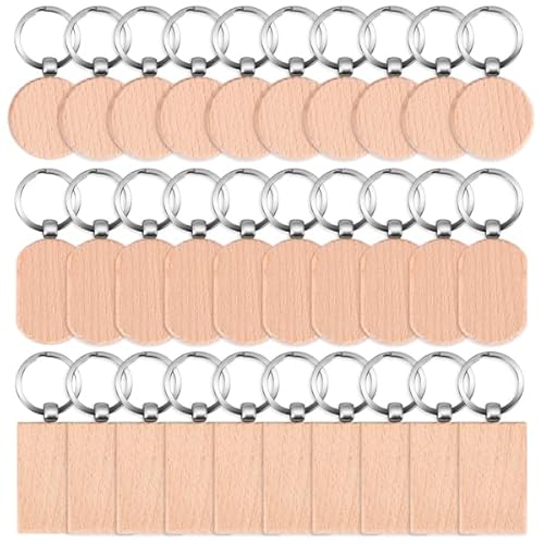 Lobamop 30 Stück Schlüsselanhänger, Schlüsselanhänger beschreibbare, handgefertigte DIY Personalisierter Schlüsselanhänger (oval, quadratisch, rund) (oval+quadratisch+rund) von Lobamop