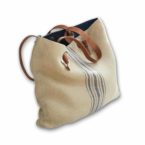 Loberon Tasche Lages, Jute, Baumwolle, Rindsleder, H/B 36/32 cm, beige, beige von Loberon