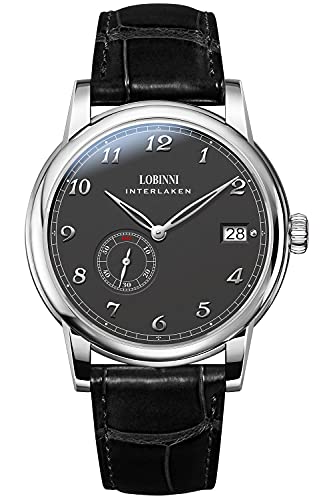 LOBINNI Ultradünne mechanische Automatikuhr für Herren, wasserdicht, modisch, luxuriös, Business-Uhren, Schwarz-Schwarz, Automatische Uhr, mechanisch von LOBINNI