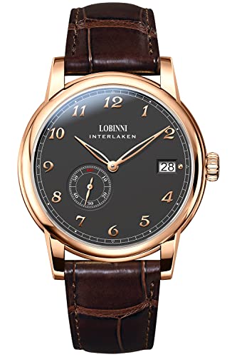 LOBINNI Herren-Armbanduhr, mechanisch, automatisch, wasserdicht, für Herren, modisch, luxuriös, Business-Uhren, Schwarzbraun, Automatikuhr, mechanisch von LOBINNI