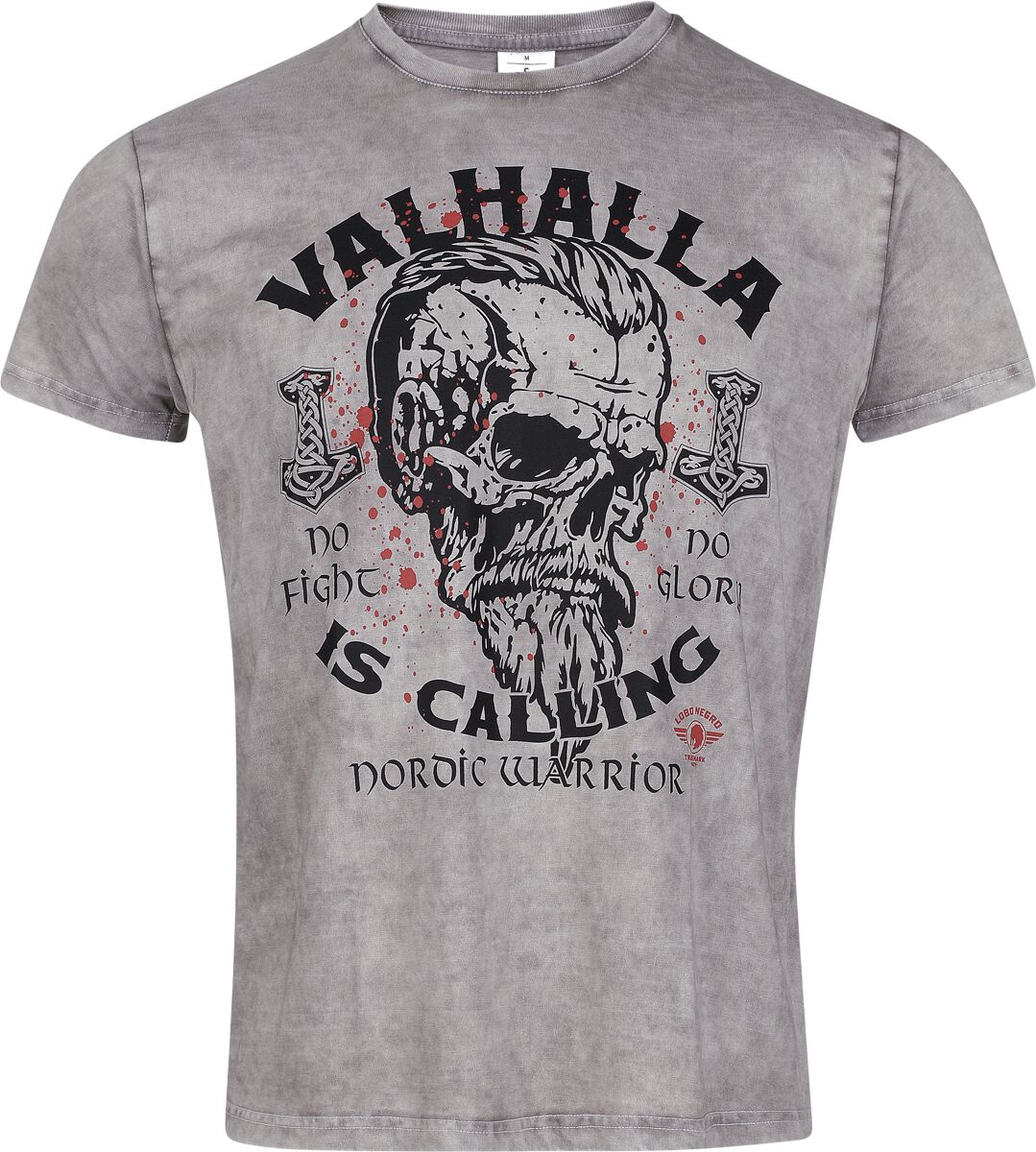 Lobo Negro Valhalla Is Calling T-Shirt grau meliert in XXL von Lobo Negro