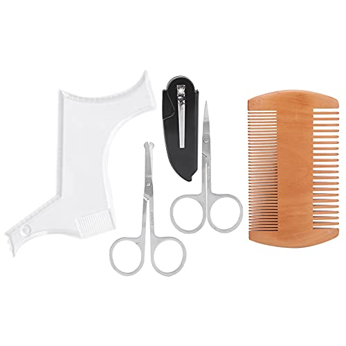 Beard Shaping Template Comb Scissors Grooming Set Transparent for Men Stainless Steel von Loboo Idea
