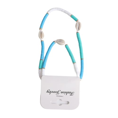 Loboo Idea SHELL NECKLACE VINTAGE BEAUTIFUL SKIN FRIENDLY CUTE SHELL NECKLACE ANKLET SET FOR BIRTHDAY WOMEN PARTY (N80012 Blue Color) von Loboo Idea