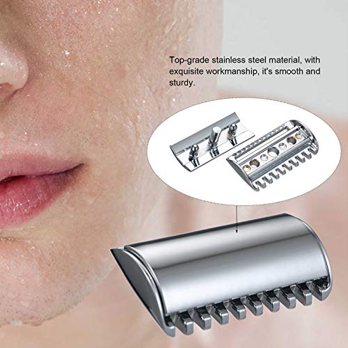 TRADITIONAL REPLACEMENT SAFETY HEAD CHROME SCALLOPED BAR DOUBLE SHAVING OPEN COMB HEAD MEN BARBER HOME USE SHAVING TOOLS von Loboo Idea