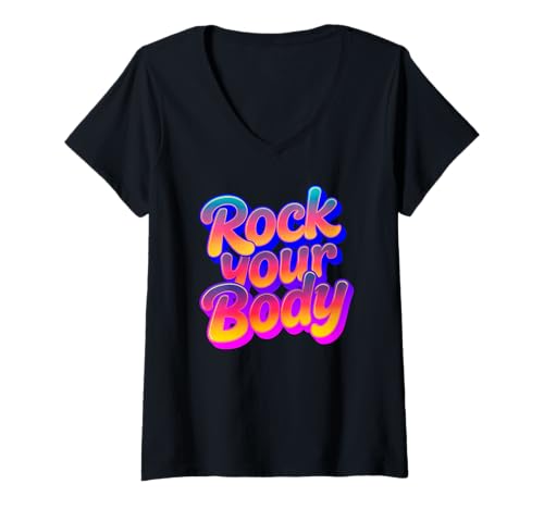 Damen Dance and Rock Your Body Disco Vintage Party Design T-Shirt mit V-Ausschnitt Damen Dance and Rock Your Body Disco Vintage Party Design T-Shirt mit V-Ausschnitt von Lobro Design