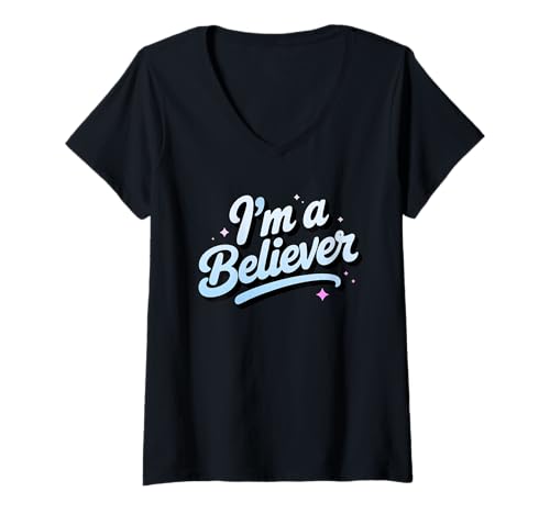Damen I am a Believer. Motivierendes Faith Belief Design T-Shirt mit V-Ausschnitt Damen I am a Believer. Motivierendes Faith Belief Design T-Shirt mit V-Ausschnitt von Lobro Design
