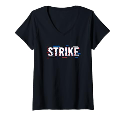 Damen Strike Tech Glitch, neonfarbenes Design für Urbane Gamer, Motivation im Fitnessstudio T-Shirt mit V-Ausschnitt Damen Strike Tech Glitch, neonfarbenes Design für Urbane Gamer, Motivation im Fitnessstudio T-Shirt mit V-Ausschnitt von Lobro Design