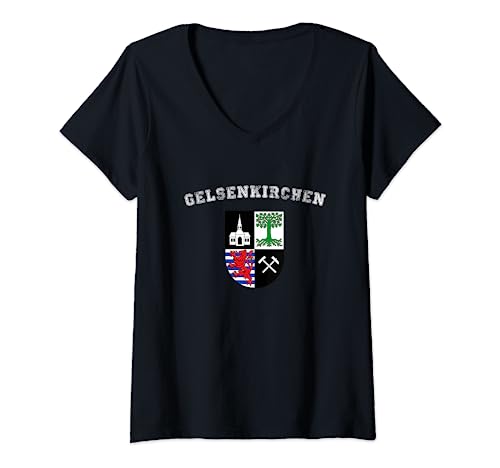 Damen Wappen der Stadt Gelsenkirchen T-Shirt mit V-Ausschnitt Damen Wappen der Stadt Gelsenkirchen T-Shirt mit V-Ausschnitt von Lobro Design