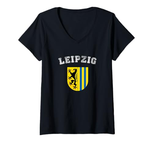 Damen Wappen der Stadt Leipzig T-Shirt mit V-Ausschnitt Damen Wappen der Stadt Leipzig T-Shirt mit V-Ausschnitt von Lobro Design