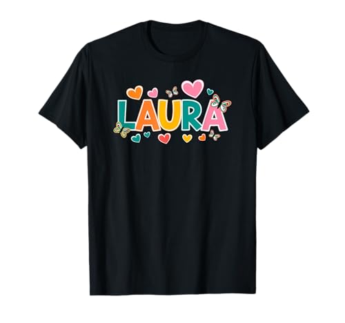 Laura Name Mädchen Frau Herz Schmetterling Lovely Design T-Shirt Laura Name Mädchen Frau Herz Schmetterling Lovely Design T-Shirt von Lobro Design