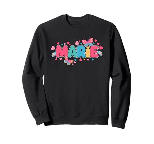 Marie Name Mädchen Frau Herz Schmetterling schönes Design Sweatshirt Marie Name Mädchen Frau Herz Schmetterling schönes Design Sweatshirt von Lobro Design