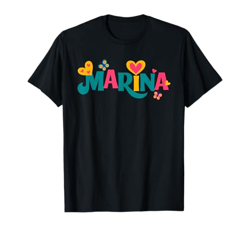 Marina Name Mädchen Frau Herz Lovely Design T-Shirt Marina Name Mädchen Frau Herz Lovely Design T-Shirt von Lobro Design