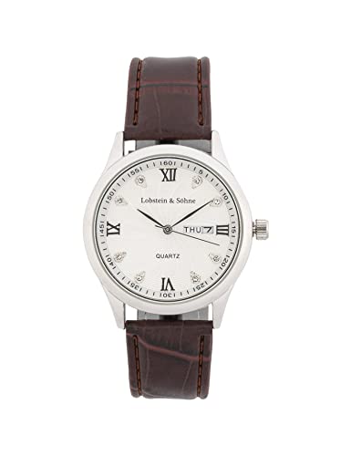 Lobstein & Söhne® Armbanduhr 12-Stunden Analog-Ziffernblatt, Wasserdicht bis 3 ATM, Verstellbarer Verschluss, inkl. Batterie und Verpackung, für Mode und Freizeit (Augstus - braun) von Lobstein & Söhne