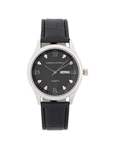Lobstein & Söhne® Armbanduhr 12-Stunden Analog-Ziffernblatt, Wasserdicht bis 3 ATM, Verstellbarer Verschluss, inkl. Batterie und Verpackung, für Mode und Freizeit (Augstus - schwarz) von Lobstein & Söhne